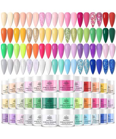 BORN PRETTY Acrylic Powder Set Spring Summer Acrylic Nail Powder 36 Colors Nude Pink Red Green Blue Purple Professional Polymer 3D Acrylic Nail Art Kit for French Nails Extension Nail Carving 36 Boxes