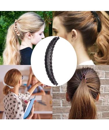 3 Piece Banana Hair Clip Set - Vintage Female Hair Accessories for Girls - Thick Hairpin Comb Tool - Beauty Fashion Clips - White Black Brown - Buy Online on SooperMarket.com