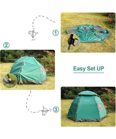 RLAIRN 4 Person Waterproof Camping Tent | Pop Up Instant Family Tent with Windproof Ropes | Ultralight & Anti-UV | Ideal for Camping, Hiking, Outdoor Activities | Green - Buy Online on SooperMarket.com