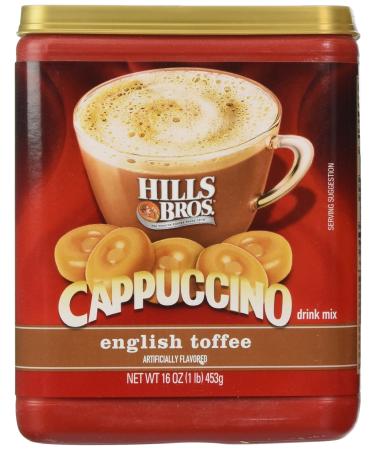 Hills Bros. Cappuccino English Toffee Drink Mix 16oz Container (Pack of 3) by Hills Brothers