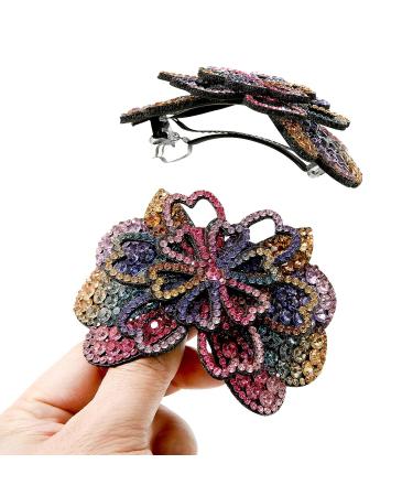 4PCS Rhinestone Flower Hair Barrette Clips - Spark Hair Accessories for Women - Butterfly and Flower Design - Ideal for Thick or Thin Hair - Buy Online on SooperMarket.com