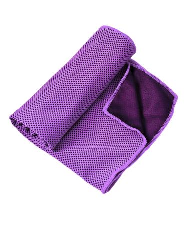 Cooling Towel Foldable Portable Absorb Sweat Microfiber Chilly Ice Towel for Sports Travel Yoga (Purple)