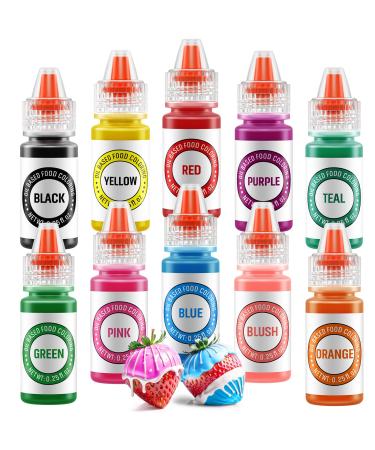 Oil Based Food Coloring Set for Chocolate - 10 Colors Oil Based Edible Food Dye for Sugar Candy Melts Oil Frosting Icing Dye for Baking Cookies Cake Decorating - 0.25 Fl. Oz/Bottles 6 ml (Pack of 10)
