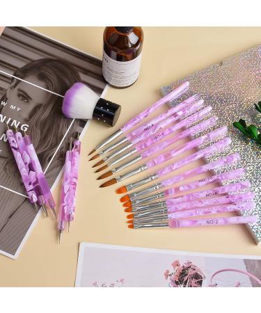 TOROKOM 19 Pcs Nail Art Brushes Set - Acrylic & UV Gel Polish Painting Brushes and Tools (Purple) - Buy Online on SooperMarket.com