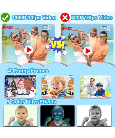 PROGRACE Upgraded Kids Waterproof Camera Action Video Digital Camera 1080 HD Camcorder for Boys Toys Gifts Build-in Game(Blue) - Buy Online on SooperMarket.com