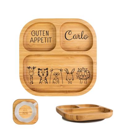 Wonderful - personalized baby plate with suction cup - practical complementary food baby accessories with names - baby plates slipproof - personalized gifts baby (animals below)