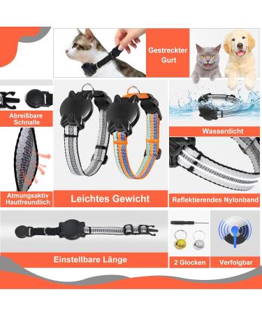 Airtag Cat Collar - Waterproof & Reflective Neck Band for Kittens & Small Dogs | Safety Closure Elastic Band (Gray Size S 23-33cm) - Buy Online on SooperMarket.com