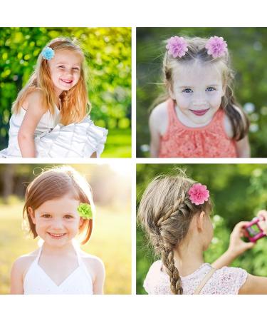 40pcs Chiffon Flower Baby Girl Hair Clips - Cute Ribbon Lined Clips for Infants & Toddlers - Buy Online on SooperMarket.com