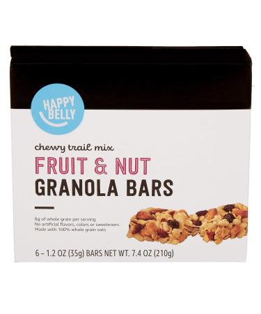 Amazon Brand - Happy Belly Fruit & Nut Chewy Trail Mix Granola Bars, 6 Count 6 Count (Pack of 1)