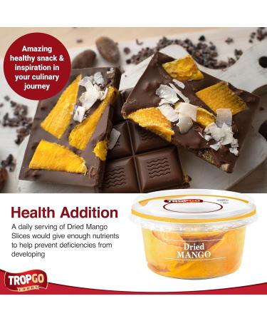 Tropgo Mango slices silver bag - Dried Fruit Bites in Pouch - Lunchbox Snacks - No Added Sugar - High in Fibre Low Calorie Gluten Free Snacks - Healthy Snacks for Adults and Kids (125g) - Buy Online on SooperMarket.com