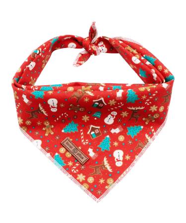 lionet paws christmas bandana for dog headscarf dog hill towel triangular scarf for small medium -sized and large dogs s (1 Pack) gingerbread man
