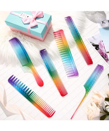 6-Piece Rainbow Hair Cutting Comb Set - Salon Quality Rat Tail and Teasing Combs for All Hair Types - Perfect Christmas Gift - Buy Online on SooperMarket.com