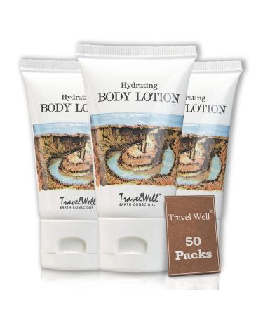 Travelwell Landscape Series Hotel Toiletries Amenities Travel Size Lotion 1.0 Fl Oz/30ml Individually Wrapped 50 Tubes per Box | Travel Size Toiletries | Hotel Toiletries in Bulk 1.01 Fl Oz (Pack of 50)