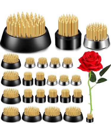 24 Pieces Flower Frogs for Arrangements Flower Arranger Flower Pin Holder Fixed Tools for Floral Plant Small Vase Ikebana Decoration Supplies  Gold 0.91 Inch  1.02 Inch  1.34 Inch