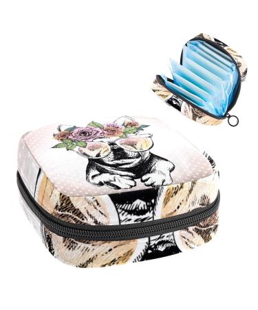 French Bulldog Dog Sanitary Napkin Storage Bag Feminine Menstrual Cup Pouches Nursing Pad Holder Tampon Bags Portable Period Bag for Women Teen Girls 1Pcs Multi-colored 15