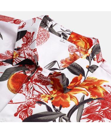Mens Hawaiian Shirt Short Sleeve Floral Print Button Down Beach Casual Top - Dark Gray Navy, Medium - Buy Online on SooperMarket.com