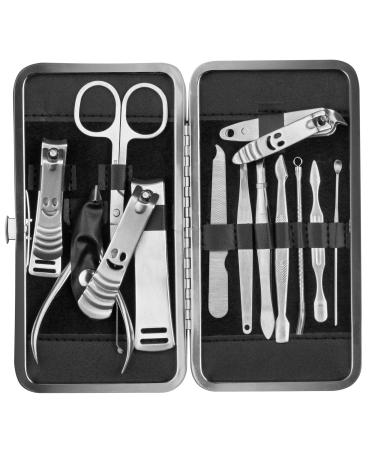LaRoc 12pc Manicure & Pedicure Set - Nail Clippers Cuticle Remover - Luxurious Face Foot Hand Nail Care Kit - Pedicure Sets for Feet Mens Grooming Kits & Manicure Set for Women
