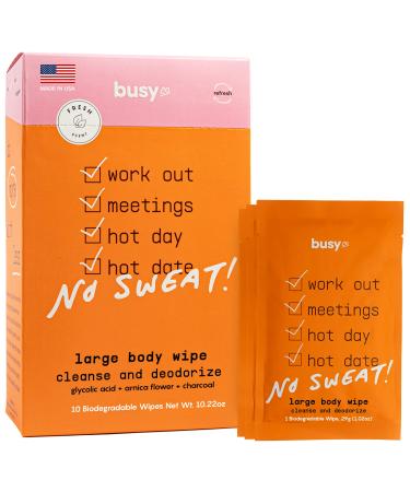Refresh Line Body Wipes for Women - Cleansing Body Wash Wipes, Armpit Wipes & Body Wipes w/ Fresh Citrus Scent - Zero-Waste Gym Wipes & Cleansing Wipes - No Rinse Bathing Wipes for Adults - 10 ct Refresh Line - Fresh Citrus