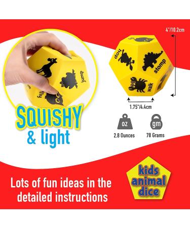 Covelico Kids Exercise Dice - Yellow Animals | Fun Roll and Play Animal Game | Big Foam Fitness Dice for Kids | Outdoor Workout Equipment - Buy Online on SooperMarket.com