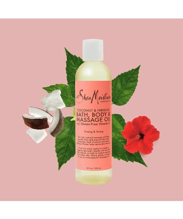 SheaMoisture Bath Body & Massage Oil - 8 fl oz | Gluten-Free Vitamin E, Coconut & Hibiscus - Buy Online on SooperMarket.com