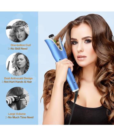 Auto Hair Curler with Large Rotating Barrel, 4 Temps, 3 Timer Settings - Blue - Buy Online on SooperMarket.com