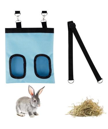 Rabbit Hay Feeder Bag Guinea Pig Hay Feeder Storage Racks 600d Oxford Cloth Fabric Hanging Feeding Hay for Hamsters Bunny Small Animals (Blue)