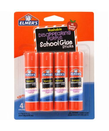 Elmer's Disappearing Purple School Glue Sticks 0.24 oz Each 4 Sticks per Pack (E543)