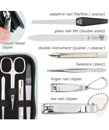 3 Swords Germany - brand quality 8 piece manicure pedicure grooming kit set in mint fashion leather case in gift box - Made by 3 Swords MINT - SYNTHETIC LEATHER - Buy Online on SooperMarket.com