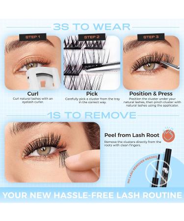 LASHVIEW Self Adhesive Eyelashes - D Curl Press On Lash Clusters Kit (10-16mm) | No Glue No Remover DIY Lash Extension - 78 Pcs with Applicator - Buy Online on SooperMarket.com