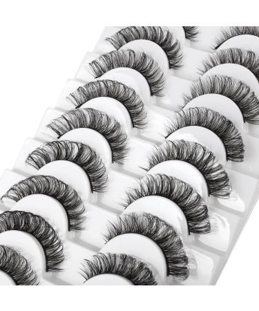 Glowing Win 10 Pair 3D False Eyelashes | Russian Strip Lashes | D Curl Reusable Cat Eye Volume & Wispy Fake Lashes - Buy Online on SooperMarket.com