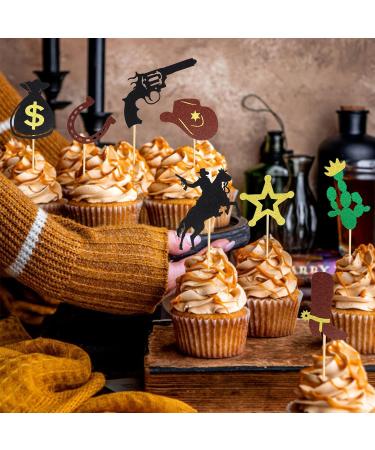Arthsdite 24Pcs Cowboy Cupcake Toppers HorseShoe Cowboy Hats Boots Cupcake Picks Star Gun Cactus Cupcake Picks Western Theme Baby Shower Birthday Party Cake Decorations Supplies - Buy Online on SooperMarket.com