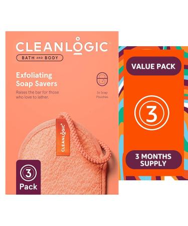 Cleanlogic Bath & Body Exfoliating Soap Saver - 3 Pack Assorted Colors for Daily Skincare Routine - Buy Online on SooperMarket.com