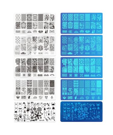 Budoci 5 + 10 Nail Stamping Set | Classic Nail Art Kit with Stamping Plates Stamps & Accessories for Perfect French Manicure - Buy Online on SooperMarket.com