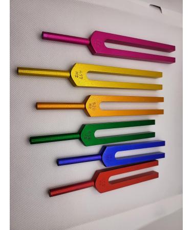 Sacred Solfeggio 6pc Colored Tuning Forks w activator and Pouch - DNA Repair - Blessings Miracles Awakening Liberation - Buy Online on SooperMarket.com