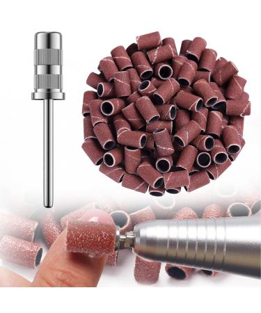 100 PCS 180# Sanding Bands for Nail Drill Polishing Nail Cuticle Removal and Smoothening Nails With Nail Drill Bits for Buffing Nails and Foot Nails Nail Files For Nail Salons and DIY