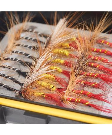 FISHINGSIR Fly Fishing Flies Kit - Handmade 64PCS Lures in Waterproof Fly Box - Dry/Wet Flies Streamer Nymph Emerger Set - Must-Have Series - Buy Online on SooperMarket.com