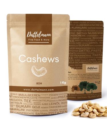Cashewkerne natural 1kg |Cashew |Nuts Large Package |Cashwkerne Unsalzen |Cashwnuts |Cashews 1kg |Vegan |Dattelmann Roh 1 kg (1 Pack)