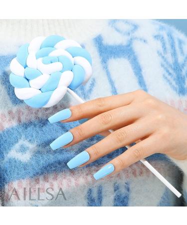 AILLSA Blue Gel Nail Strips - Long Lasting Full Nail Wraps for Women | 20pcs - Buy Online on SooperMarket.com