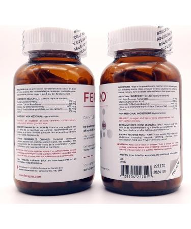 FERAPRO 150MG 100 CAPS | Vegan Iron Supplement | With Vitamin C 350mg Methylcobalamin 1000mcg 5-MTHF 80mcg and Glycine 100mg - Buy Online on SooperMarket.com