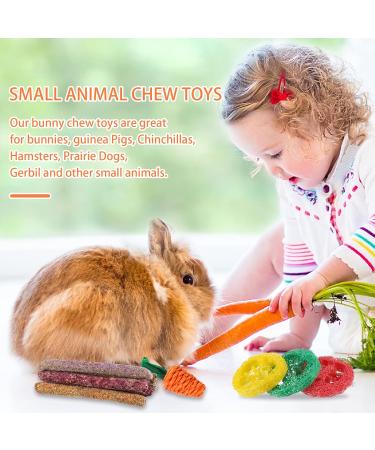 Fanshiontide 19 in 1 Bunny Chew Toys for Teeth - Rabbit Treats and Toys for Teeth - Timothy Hay Sticks, Loofah, Wood, Grass, Carrots, Corn - Ideal for Rabbit, Guinea Pig, Hamster, Chinchilla - Buy Online on SooperMarket.com