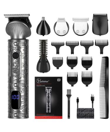 Hatteker Beard Trimmer Kit for Men Professional Hair Clipper Trimmer T-Blade Trimmer Nose Trimmer Beard Hair Shaver Nose Trimmer Hair Cuttint Kit Body Grooming Kit Cordless 6 in 1