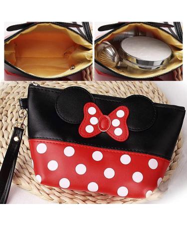 Boyigog Mouse Ears Style Cosmetic Bag - Women's Makeup Mini Wallet for Handbag | Red & Black Cartoon Pouch for Makeup Keys Headphones & Lipstick - Buy Online on SooperMarket.com