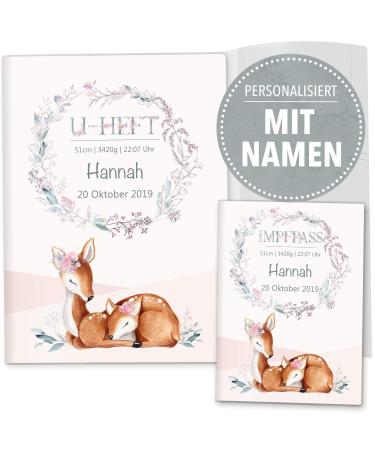 OLG's U-magazine and vaccination passport envelopes SET Rehkitz nice set for children personalized with names nice gift idea design lusy U-magazine set 3-part LUSY