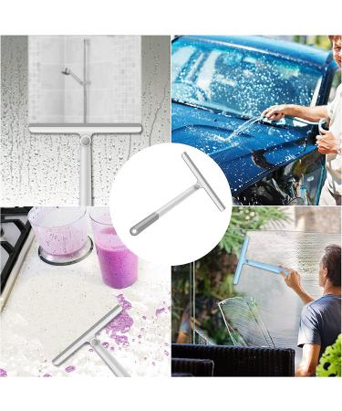 Silicone Handle Shower Squeegee 12 Inch - 2 Pack Gray for Shower Doors, Glass, Mirrors, Windows, Cars, Tile Walls - Bathroom Essential - Buy Online on SooperMarket.com