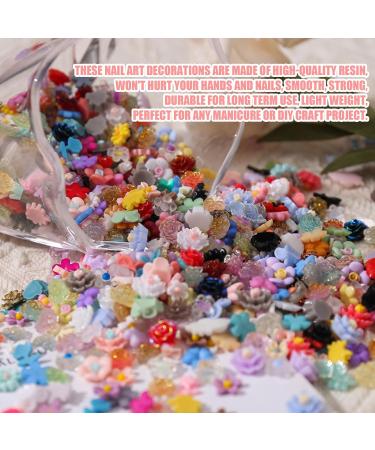 3D Flower Nail Charms 200 Pcs Colorful Acrylic Camellia Rose Flower Nail Art Charms Cherry Blossom Nail Rhinestones Gems Nail Accessories for DIY Nail Art Designs Jewelry Making (Multi-Colored) - Buy Online on SooperMarket.com