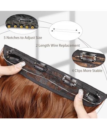 MORICA 20 Inch Invisible Wire Hair Extensions | Auburn Halo Hairpiece - Long Wavy Synthetic Hair | Adjustable Size & 4 Secure Clips for Women - Buy Online on SooperMarket.com