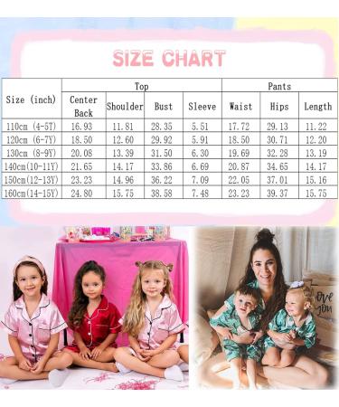 SWOMOG Kids Silk Pyjamas - Short Sleeve Satin PJs Set for Girls Boys | Button-Down Silky Nightwear for Children & Teens | Pink Leaves Design | Ages 4-16 - Buy Online on SooperMarket.com