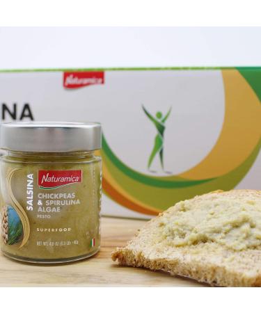 NATURAMICA Chick Peas and Spirulina Algae Superfood Pesto Sauce - All Natural Healthy Spread - 4.9 oz - Buy Online on SooperMarket.com