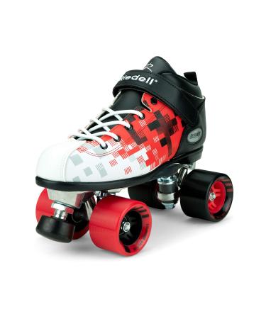 Riedell Skates - Dart Pixel - Quad Roller Speed Skate Black & Red 14