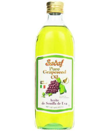 Sadaf Grapeseed Oil - Grape seed Oil for cooking - Healthy cooking oil - High Smoking Point - Cast Iron Seasoning, Skincare, Haircare, and make essential oils - Product of Italy. 33.8 Fl oz (1 L) 33.8 Fl Oz (Pack of 1)